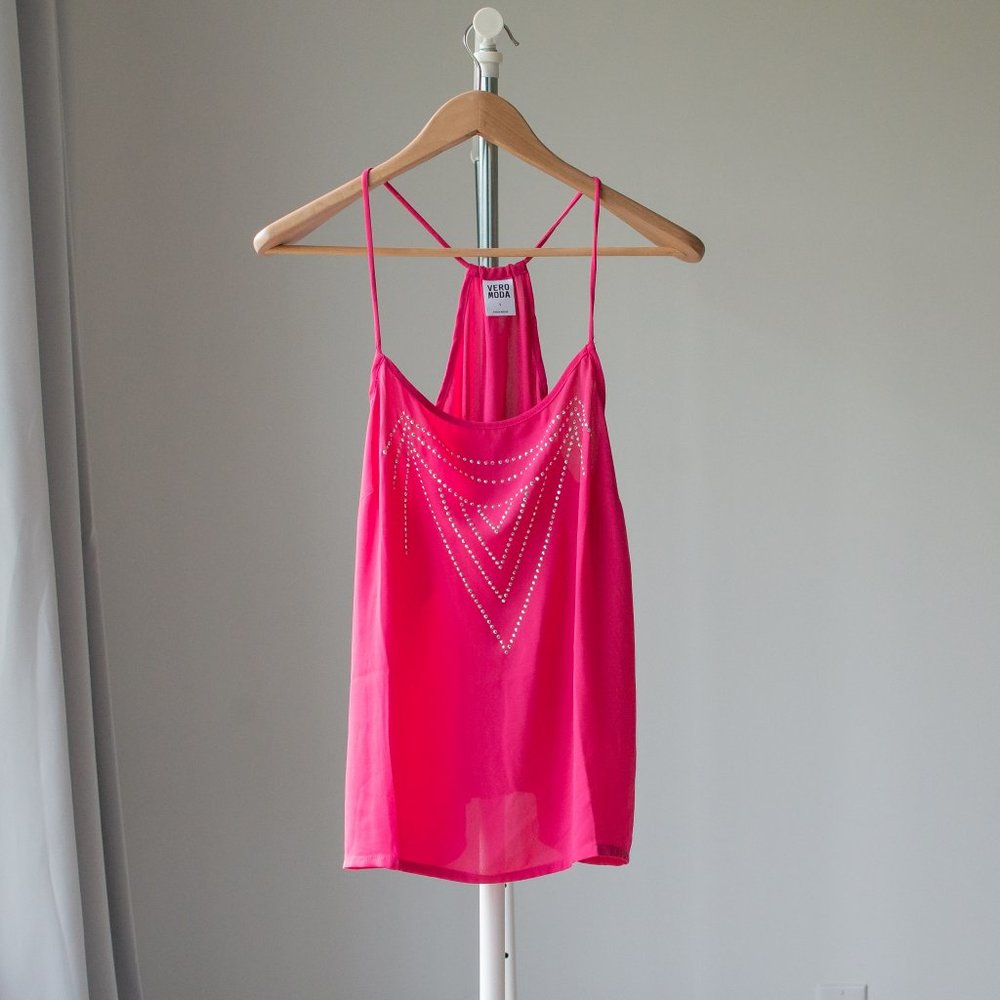 Pink camisole top with small silver studs Size SM